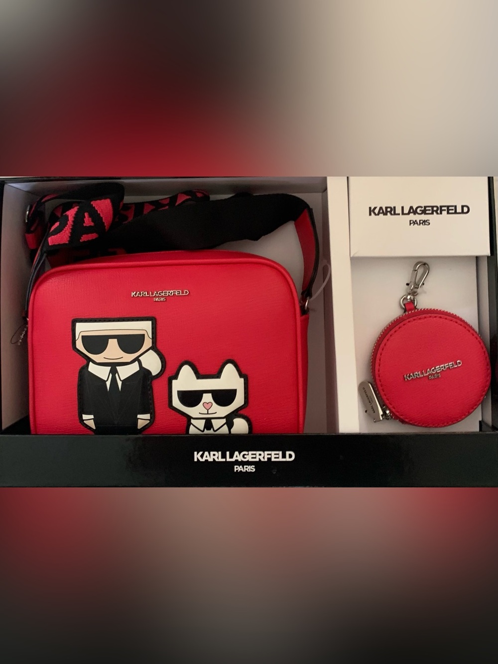 Karl Lagerfeld Hot Pink  Belt Bag with Icon Patch and in the box - Picture 5 of 5